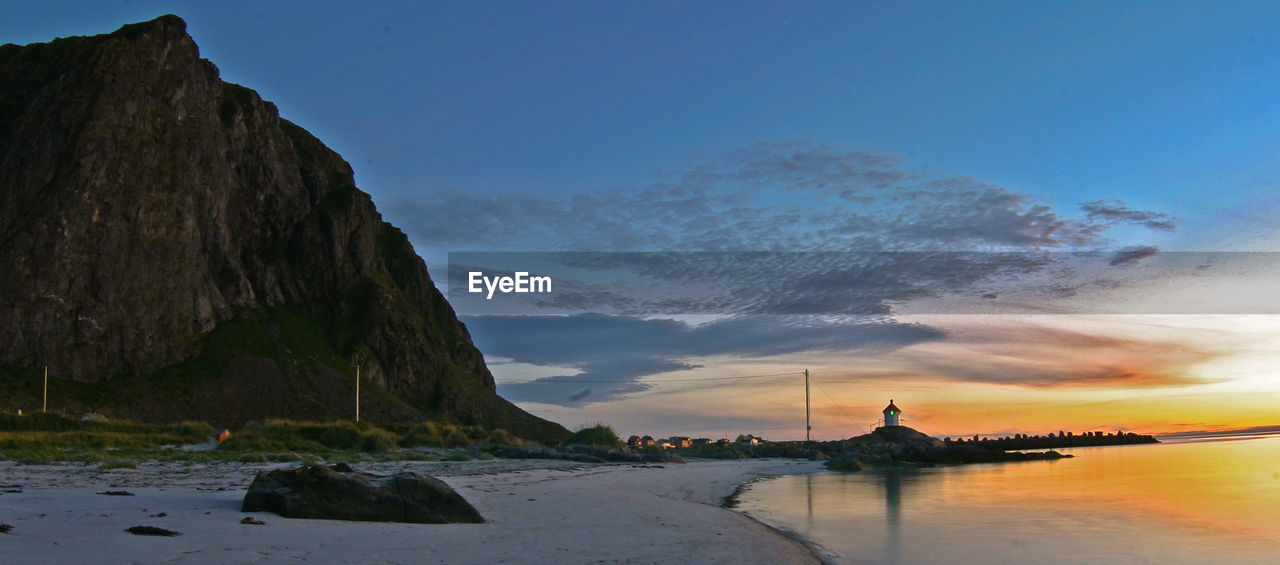 Scenic view of sea against sky at sunset