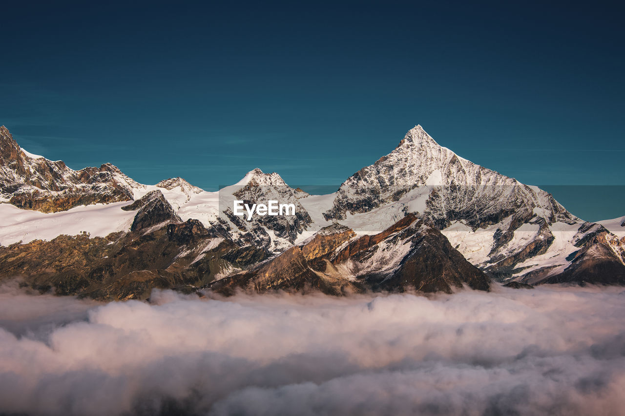 Panoramic view of the valais alps, dent blanche switzerland.