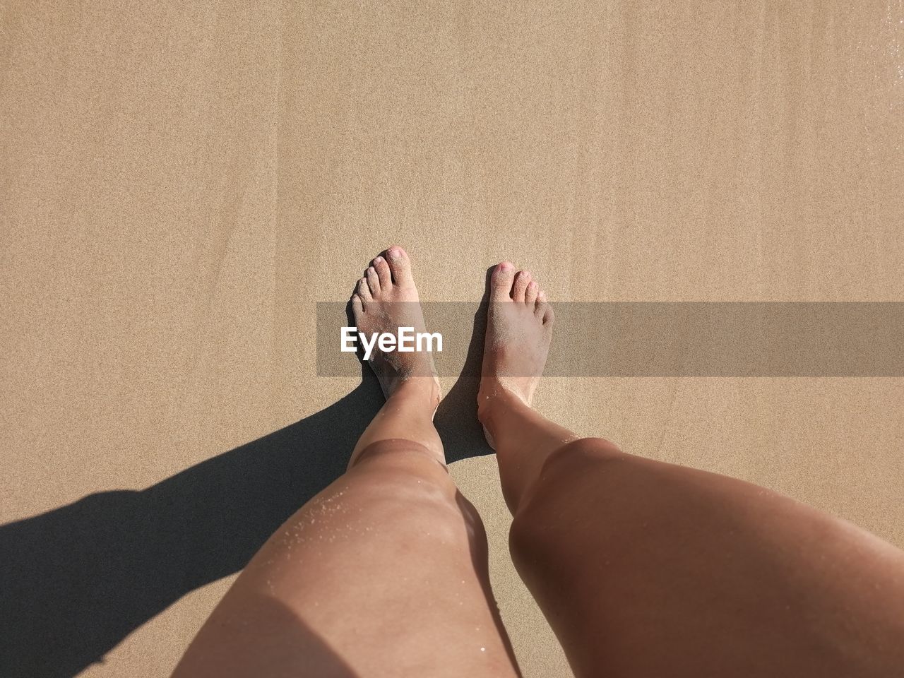 Low section of woman standing on beach