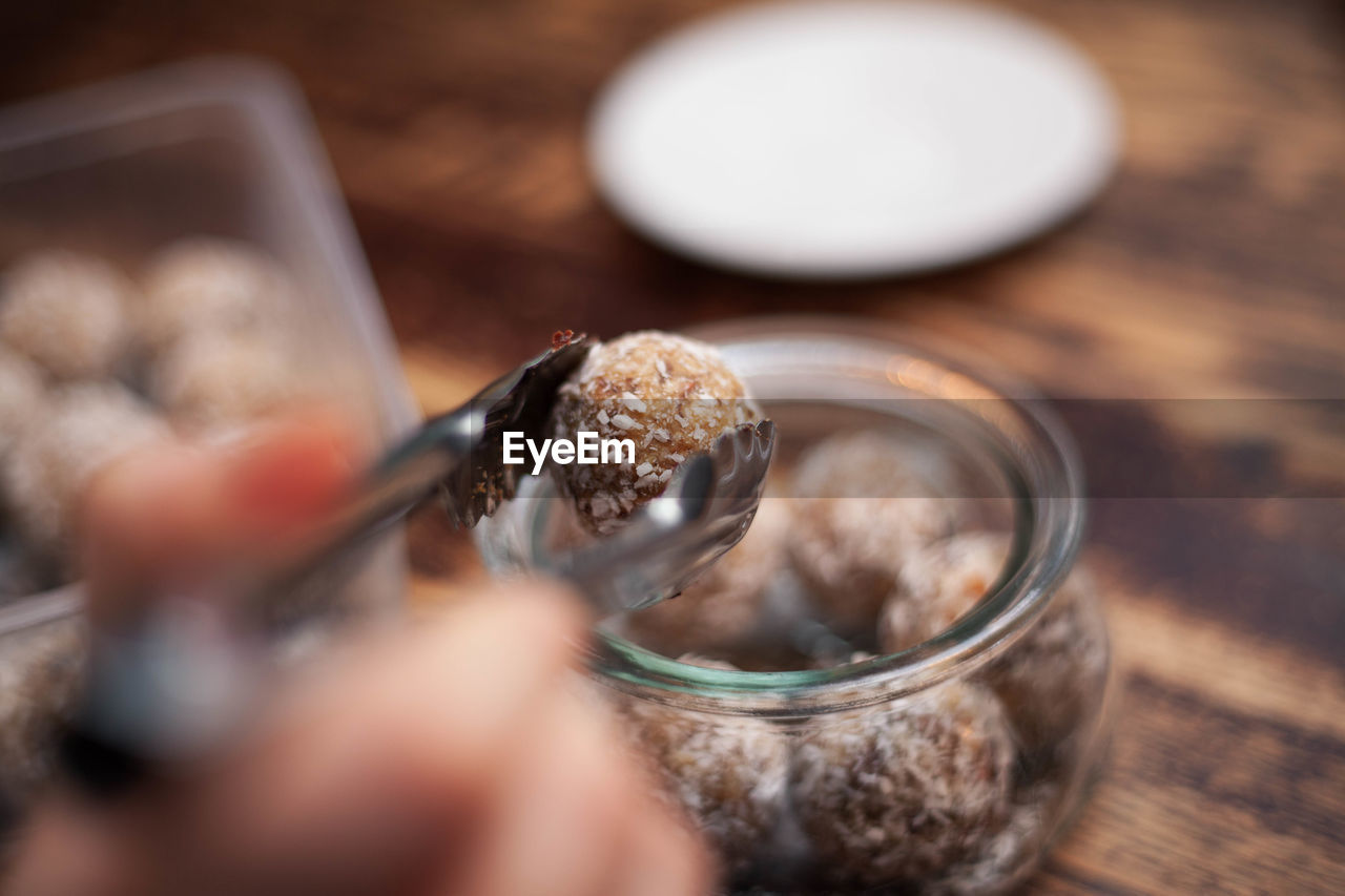 Close-up of dessert on table