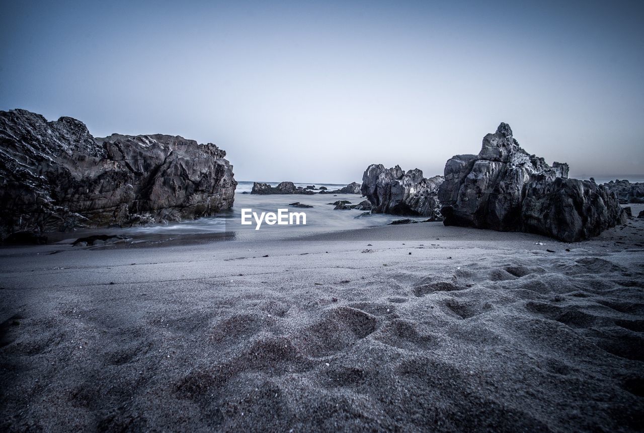 Scenic view of sea against clear sky