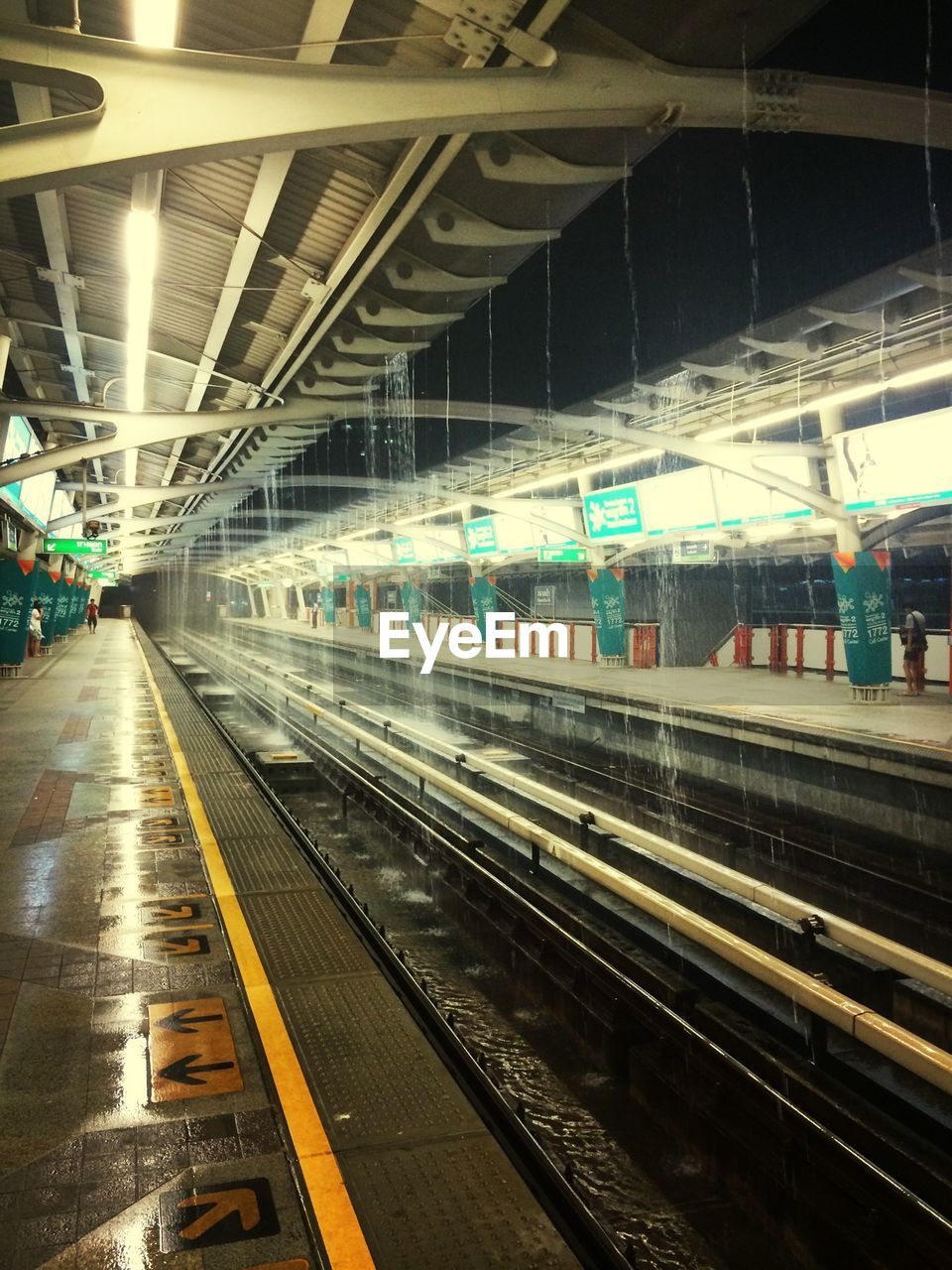 View of an empty railway station platform