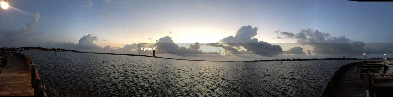 High angle view of calm sea against sky