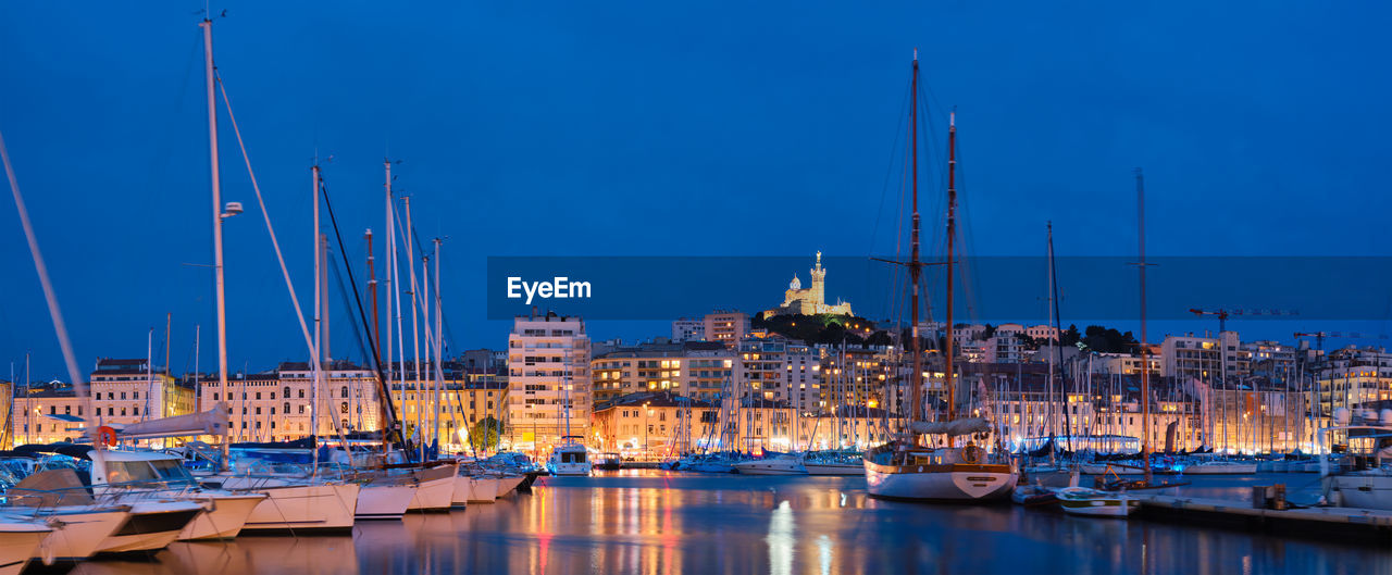 Marseille old port in the night. marseille, france