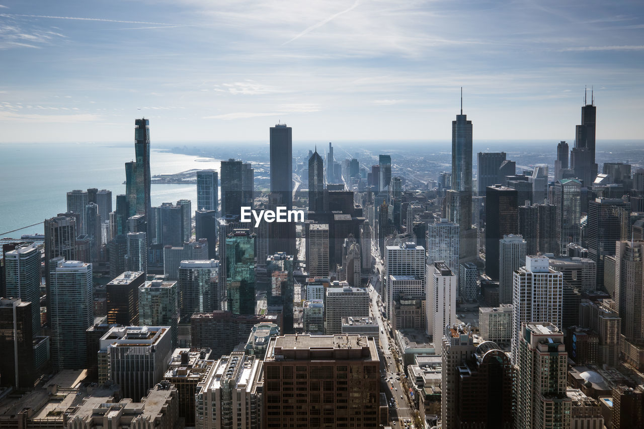 AERIAL VIEW OF MODERN BUILDINGS IN CITY