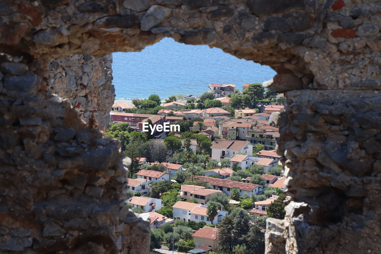 high angle view of old ruins