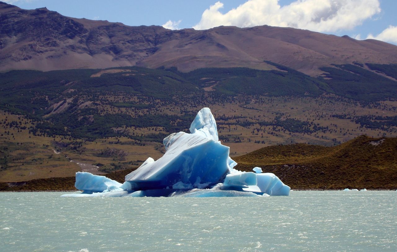 Majestic glacier floating on sea in patagonia
