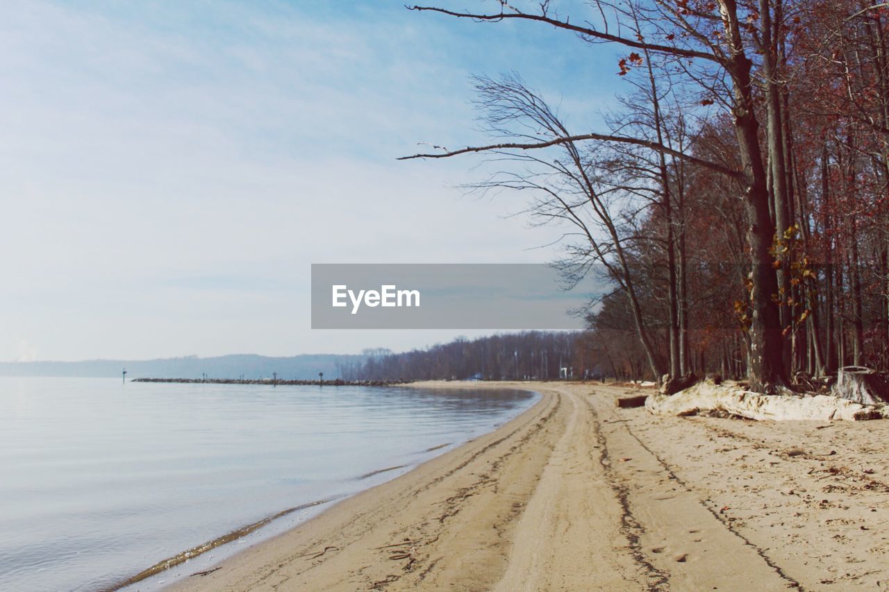 Scenic view of beach against sky