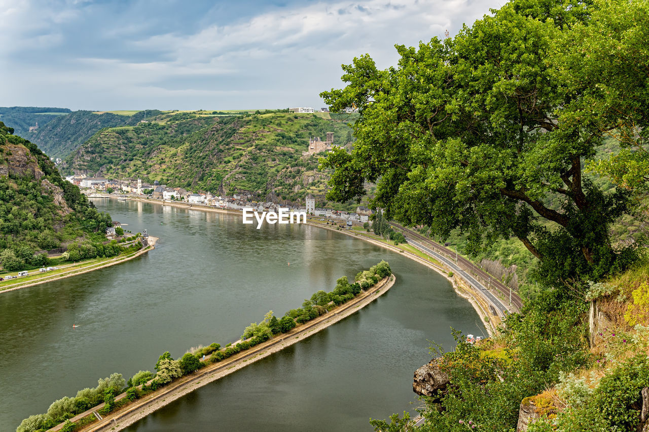 View from lorelei observation deck on the rhine river