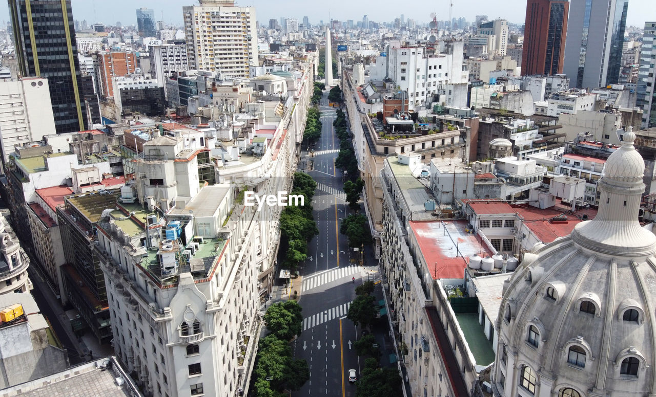 high angle view of city street