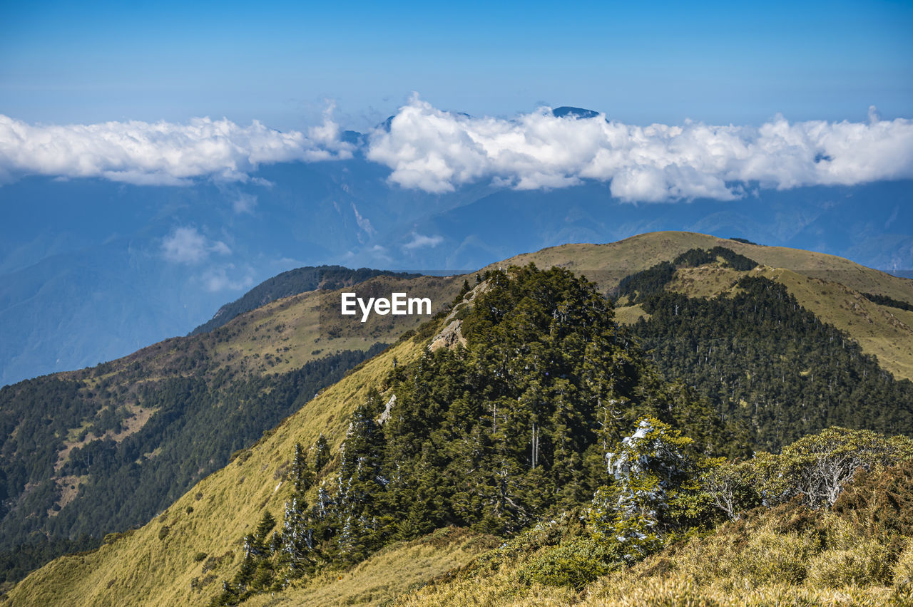 Scenic view of mountains against sky