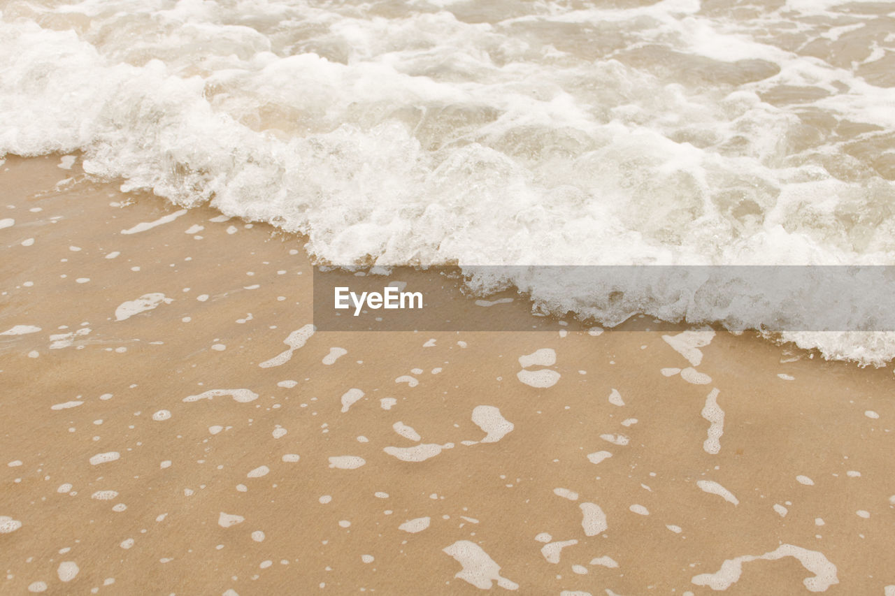 HIGH ANGLE VIEW OF SAND ON SHORE