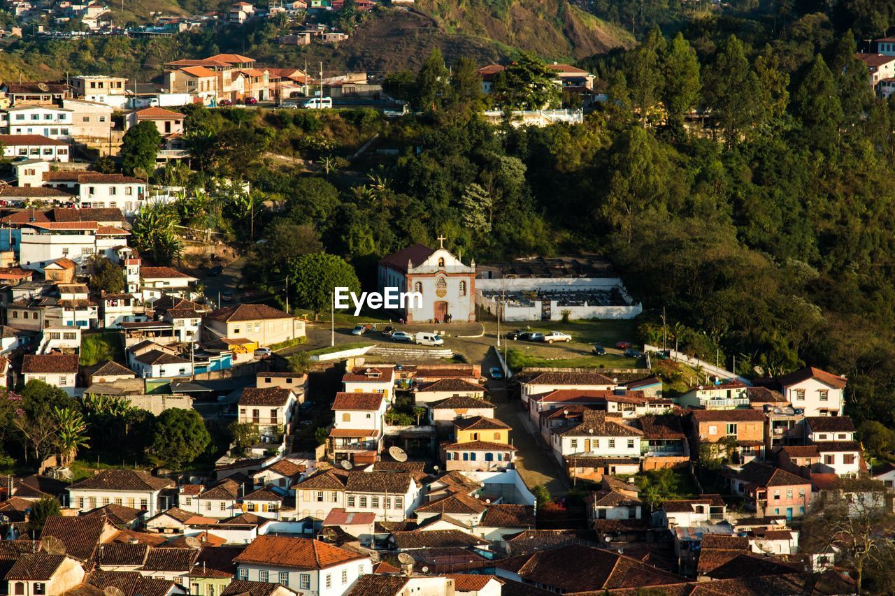 High angle view of houses