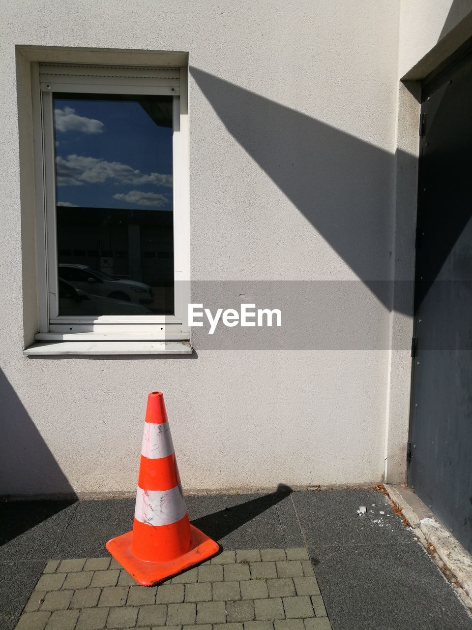 Signaling cone on modern building in city