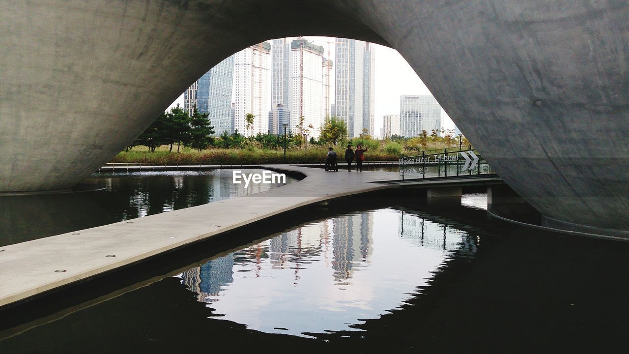 Arch bridge over river