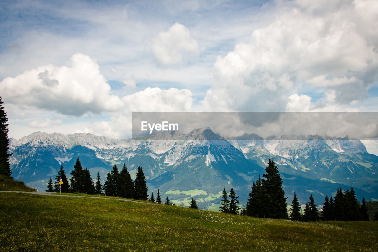 Scenic view of mountains against sky