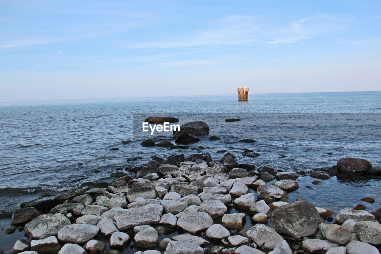 Scenic view of sea against cloudy sky