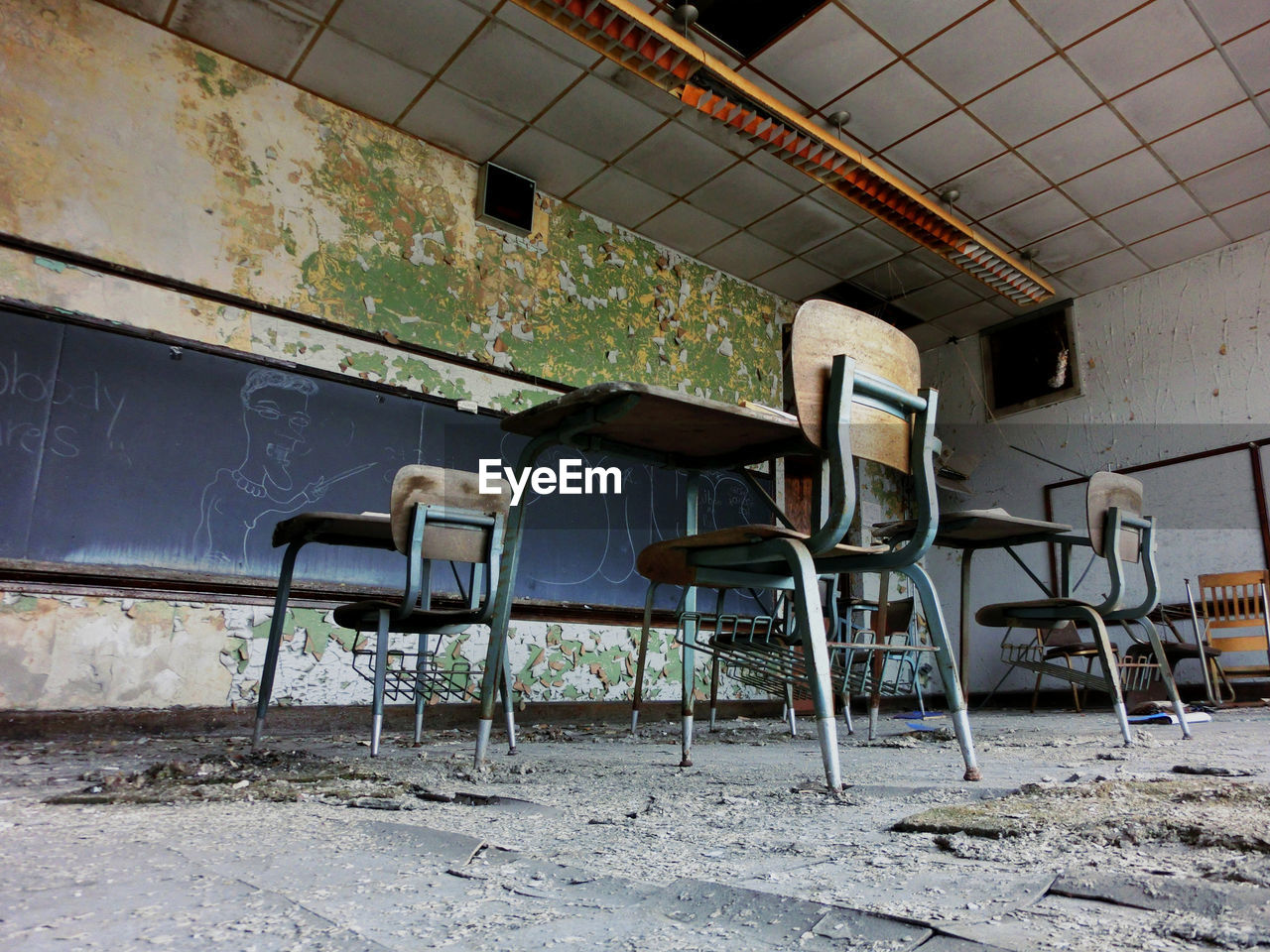 Interior of abandoned classroom