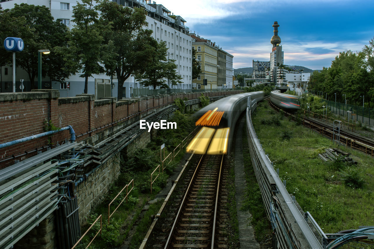 high angle view of railroad tracks