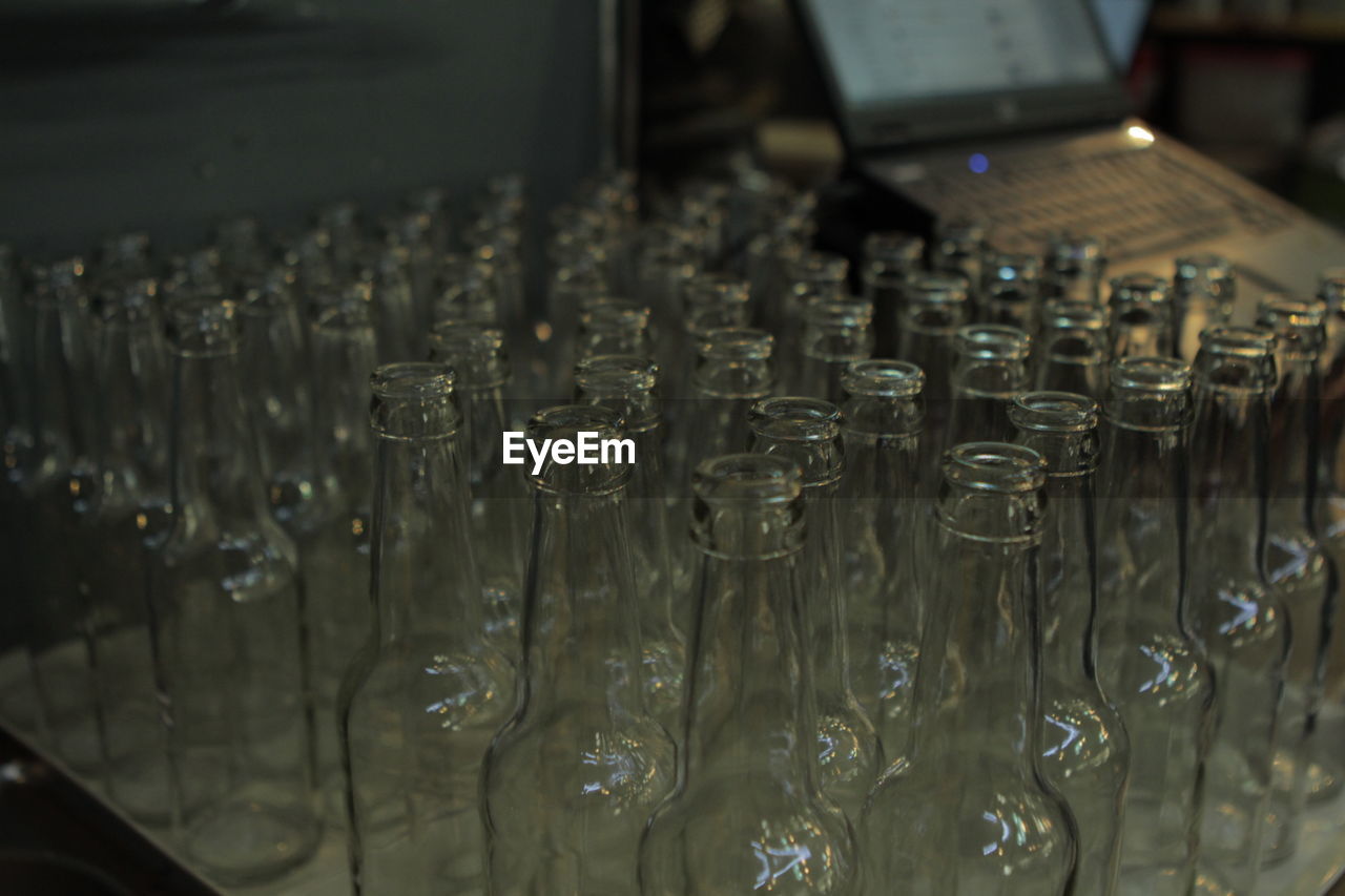 Close-up of glass bottles