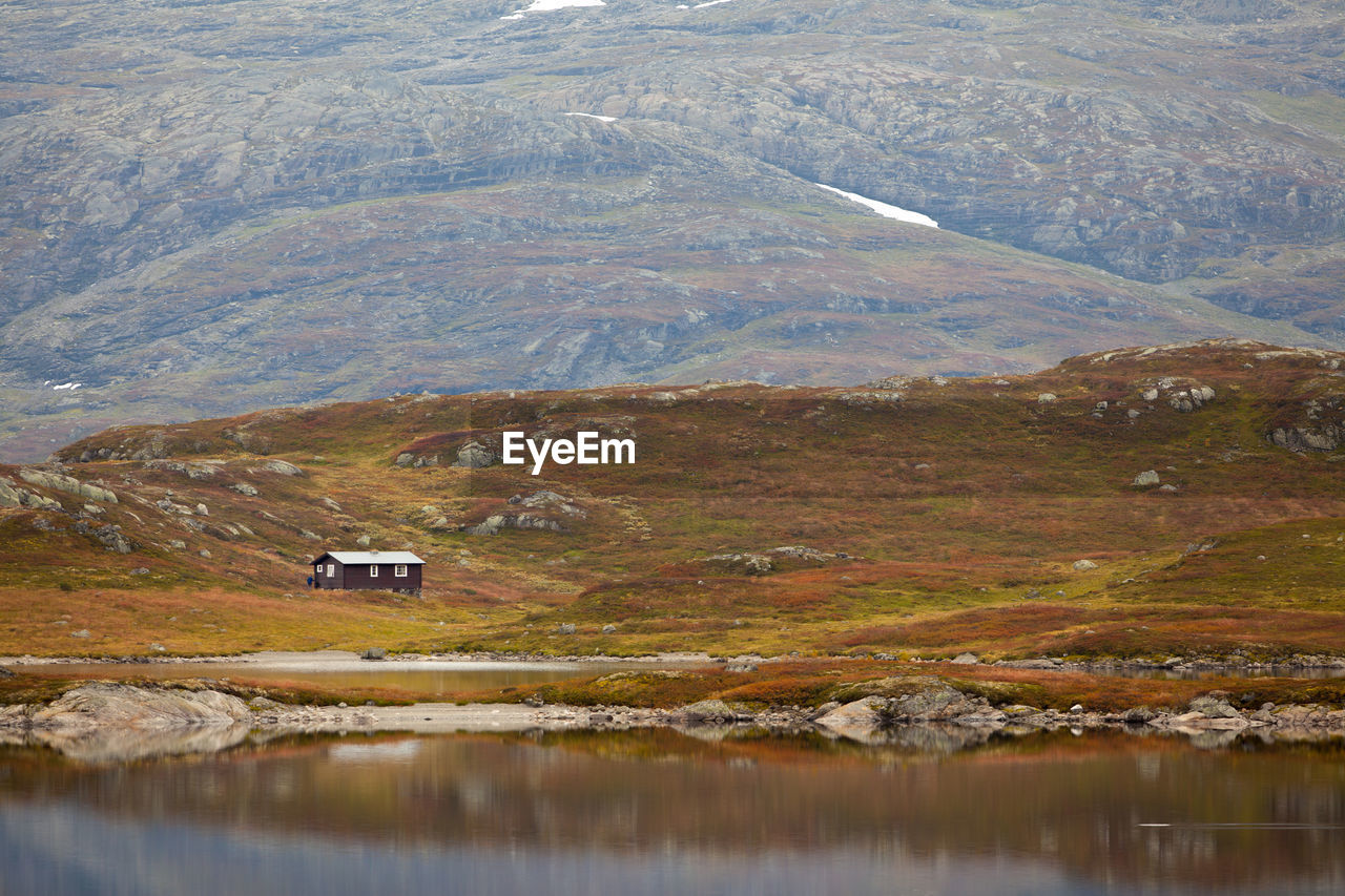 Scenic view of lake against mountain