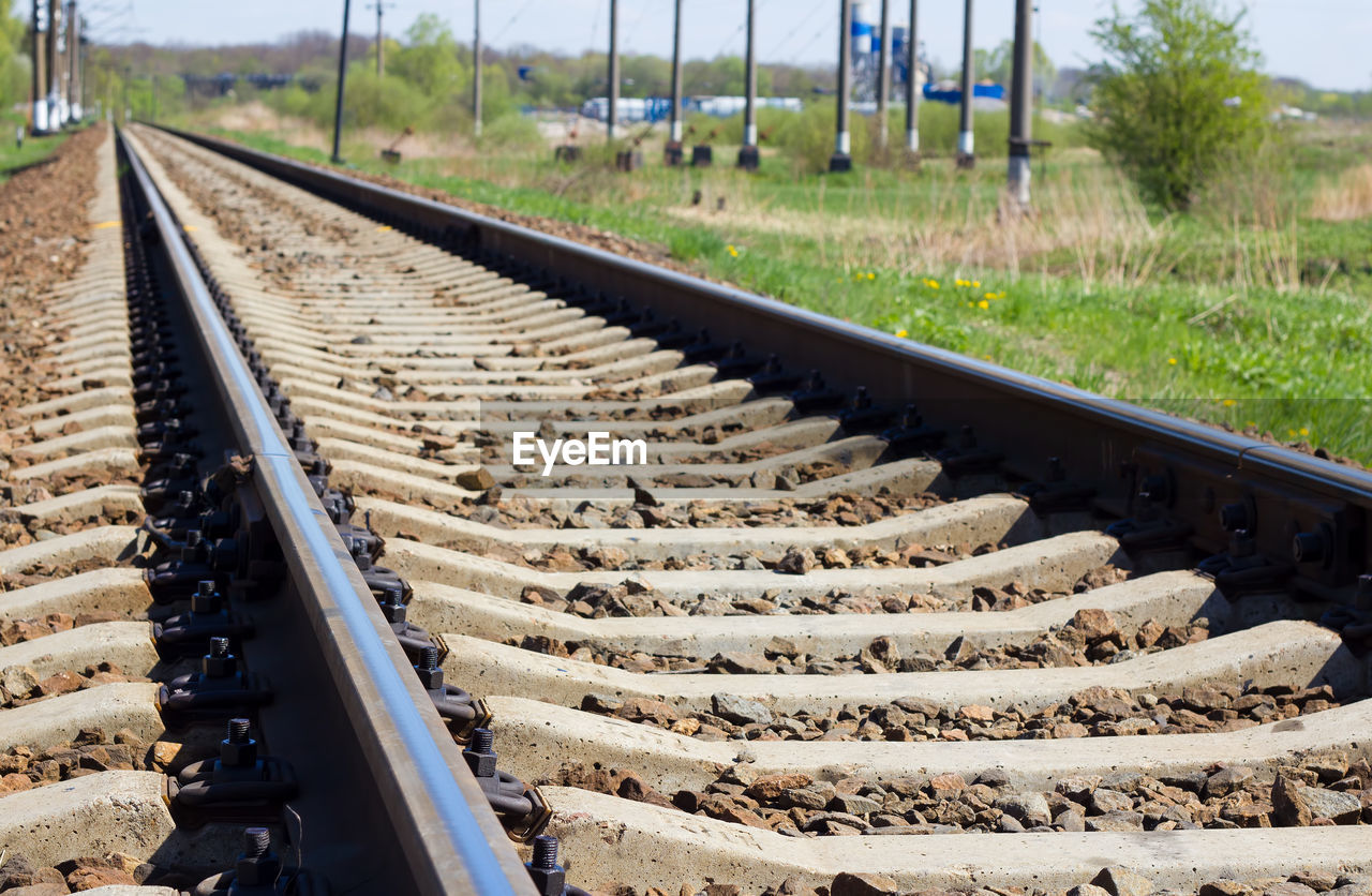 High angle view of railroad tracks