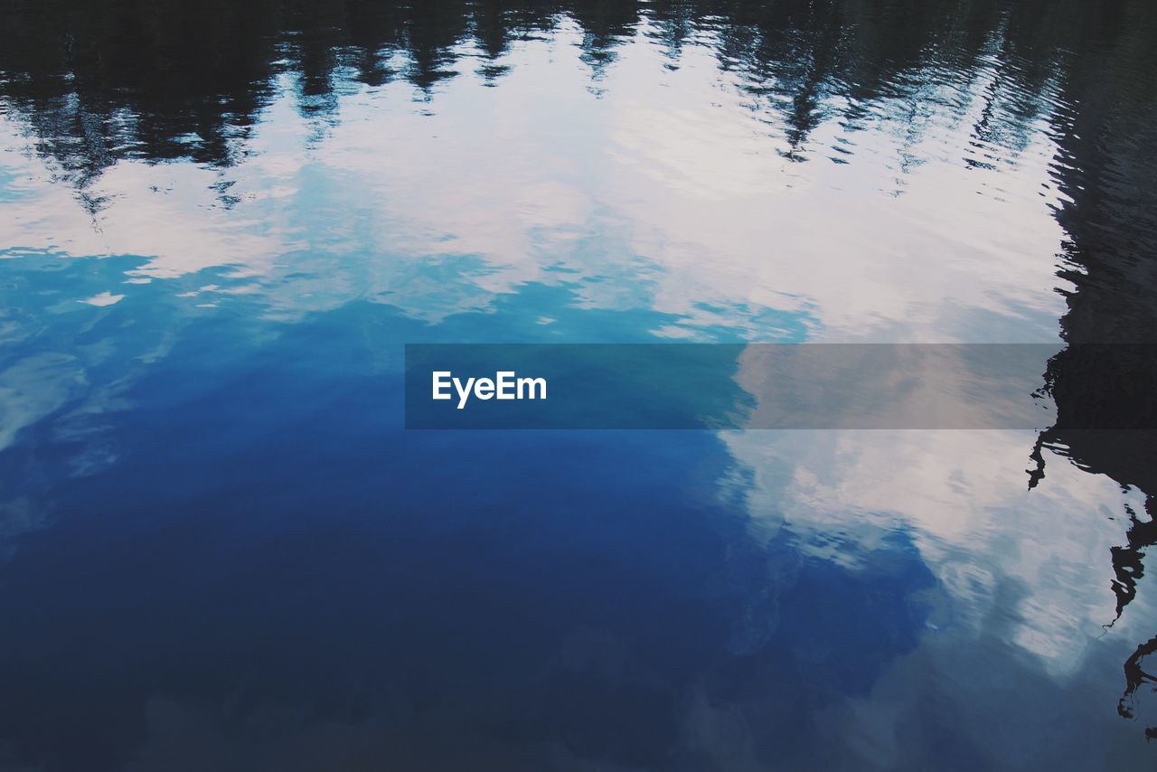 Reflection of clouds and sky in water