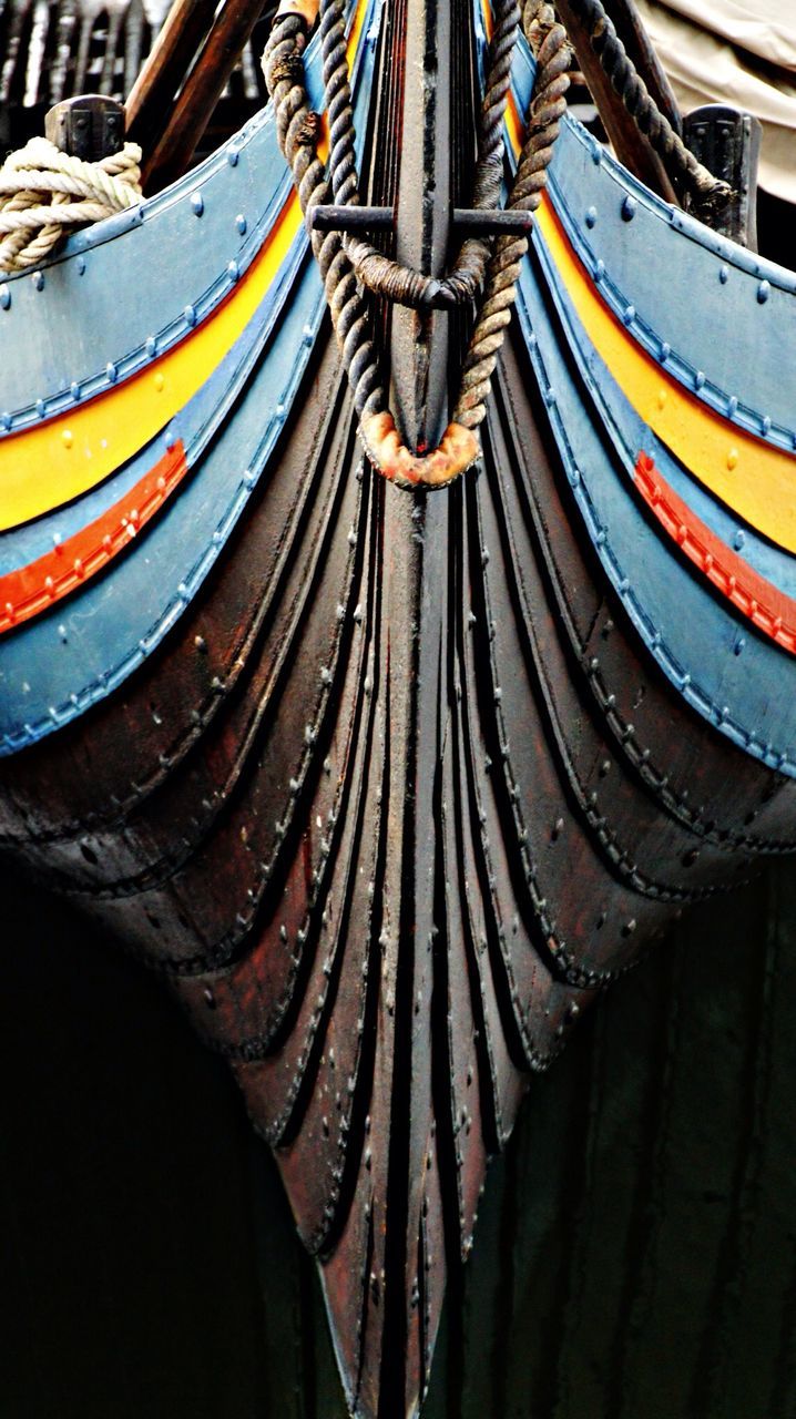 Close-up of bow of boat
