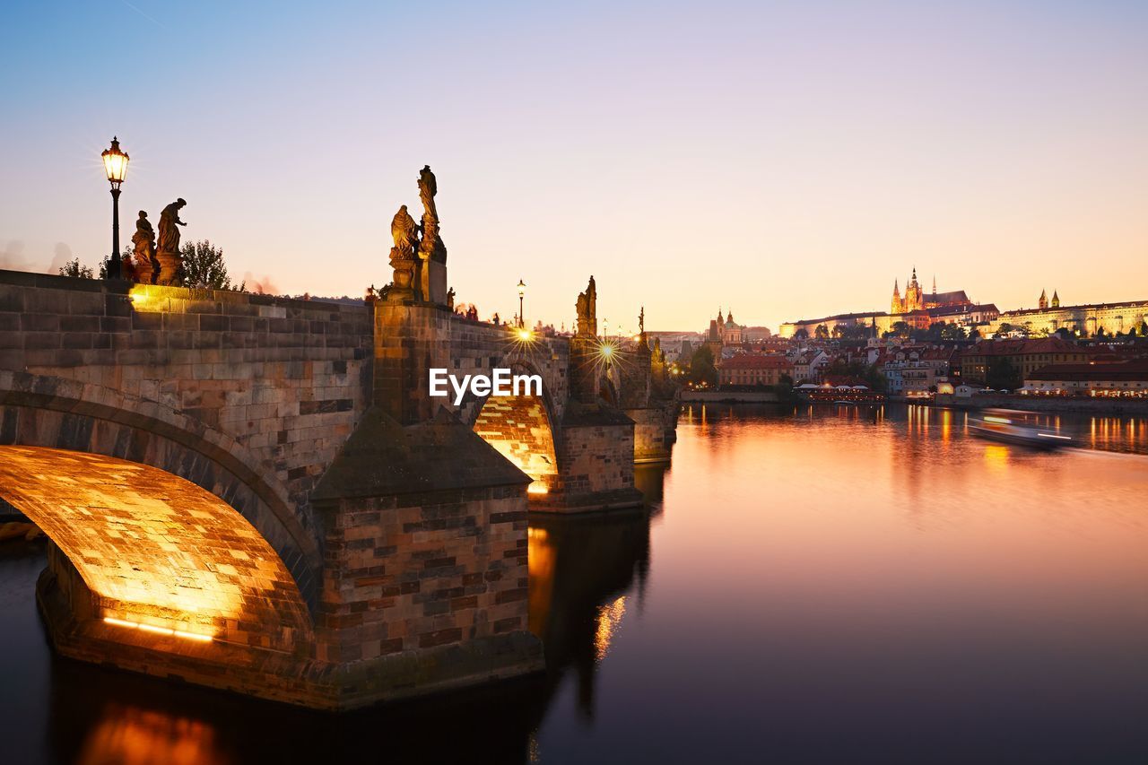 View of city at sunset