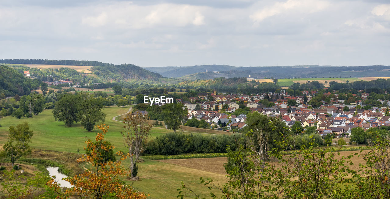 High angle scenery showing offenau, seen from bad wimpfen
