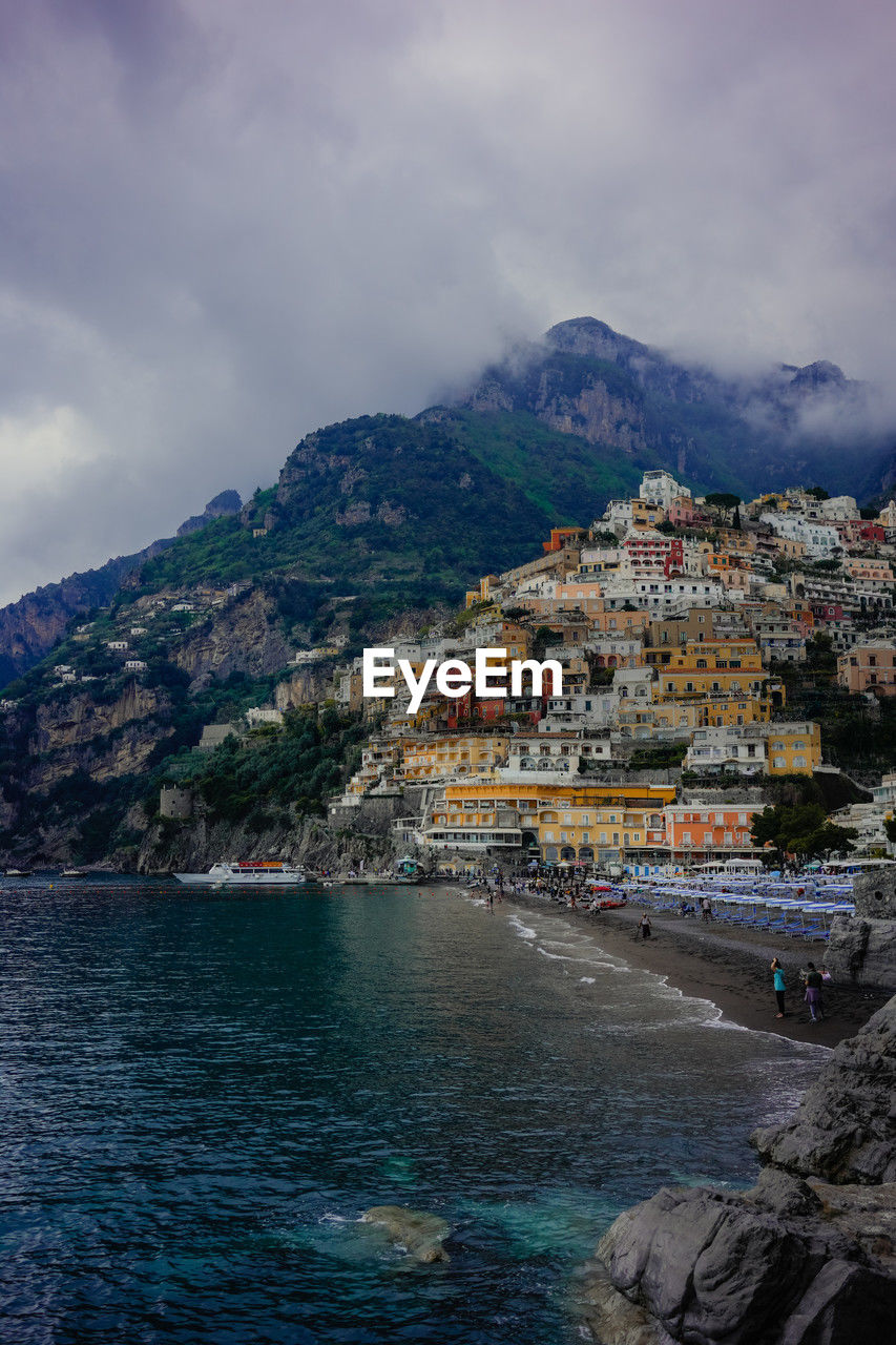 Amalfi coast, italy. view of positano town and the seaside. high quality photo