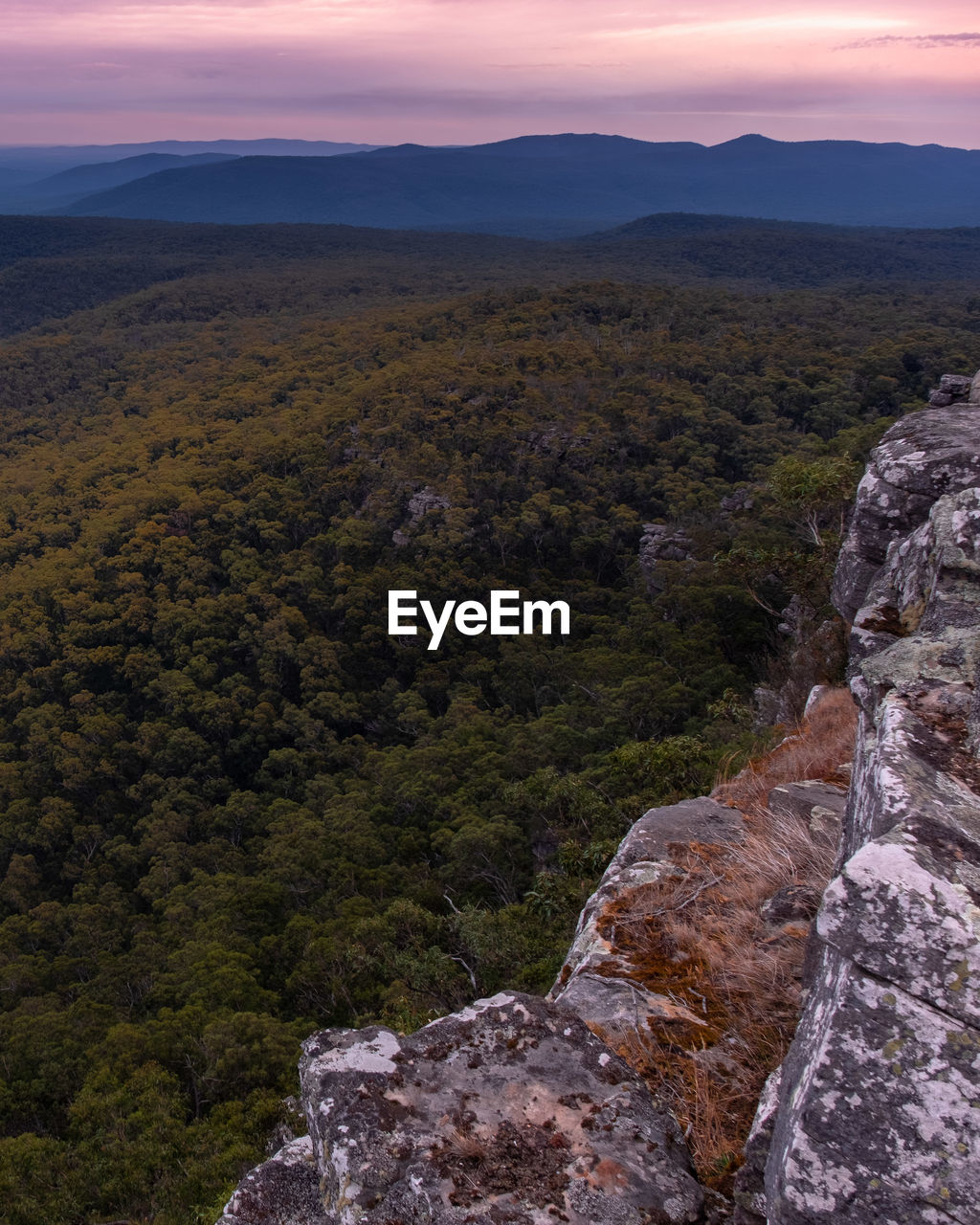 Scenic view of landscape against sky during sunset