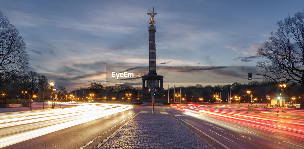 Light trails on city at night