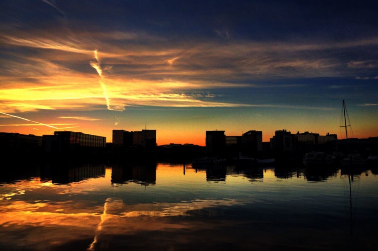 REFLECTION OF SKY IN LAKE DURING SUNSET