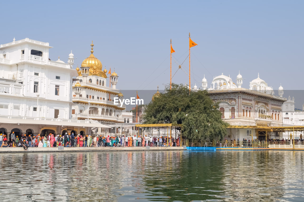 Beautiful view of golden temple - harmandir sahib in amritsar, punjab, india, famous indian sikh