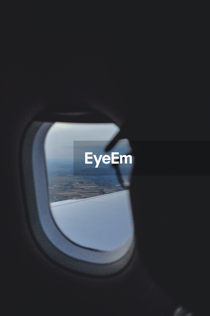 Close-up of airplane window