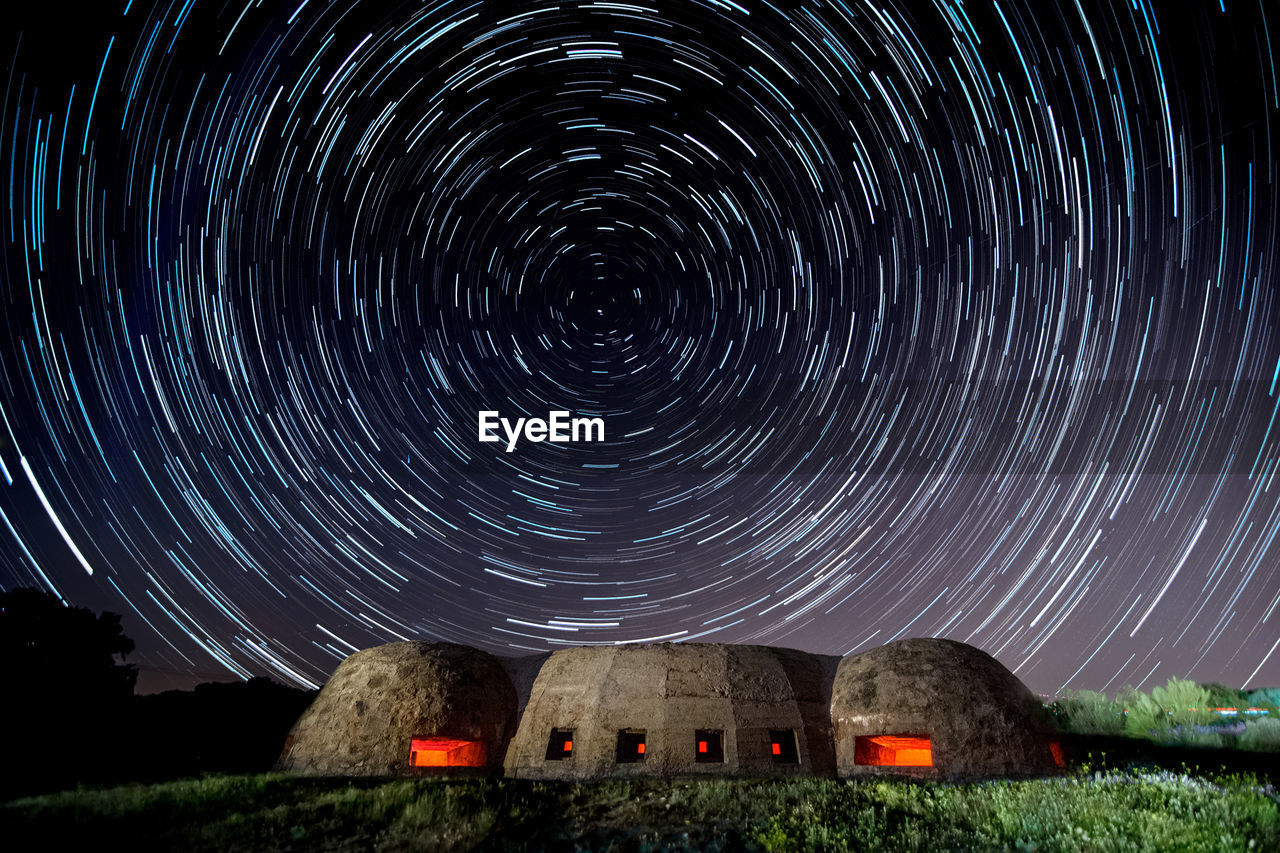 Startrail over a bunker