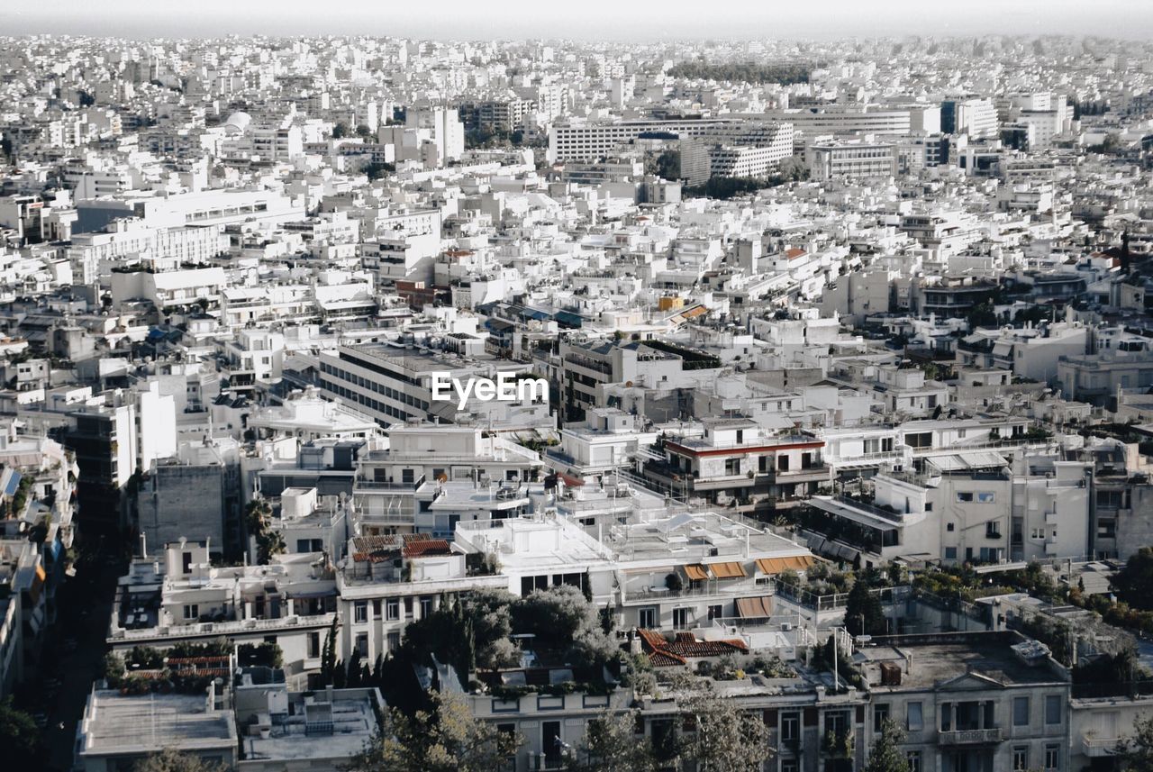 High angle view of buildings in city