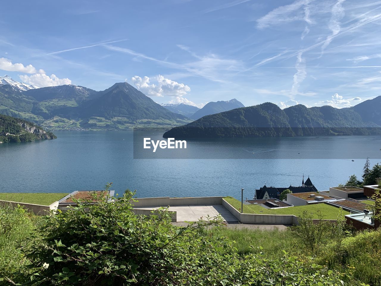 Scenic view of lake against sky