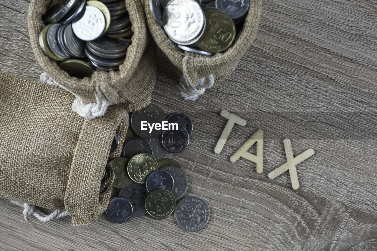 Tax concept with coins