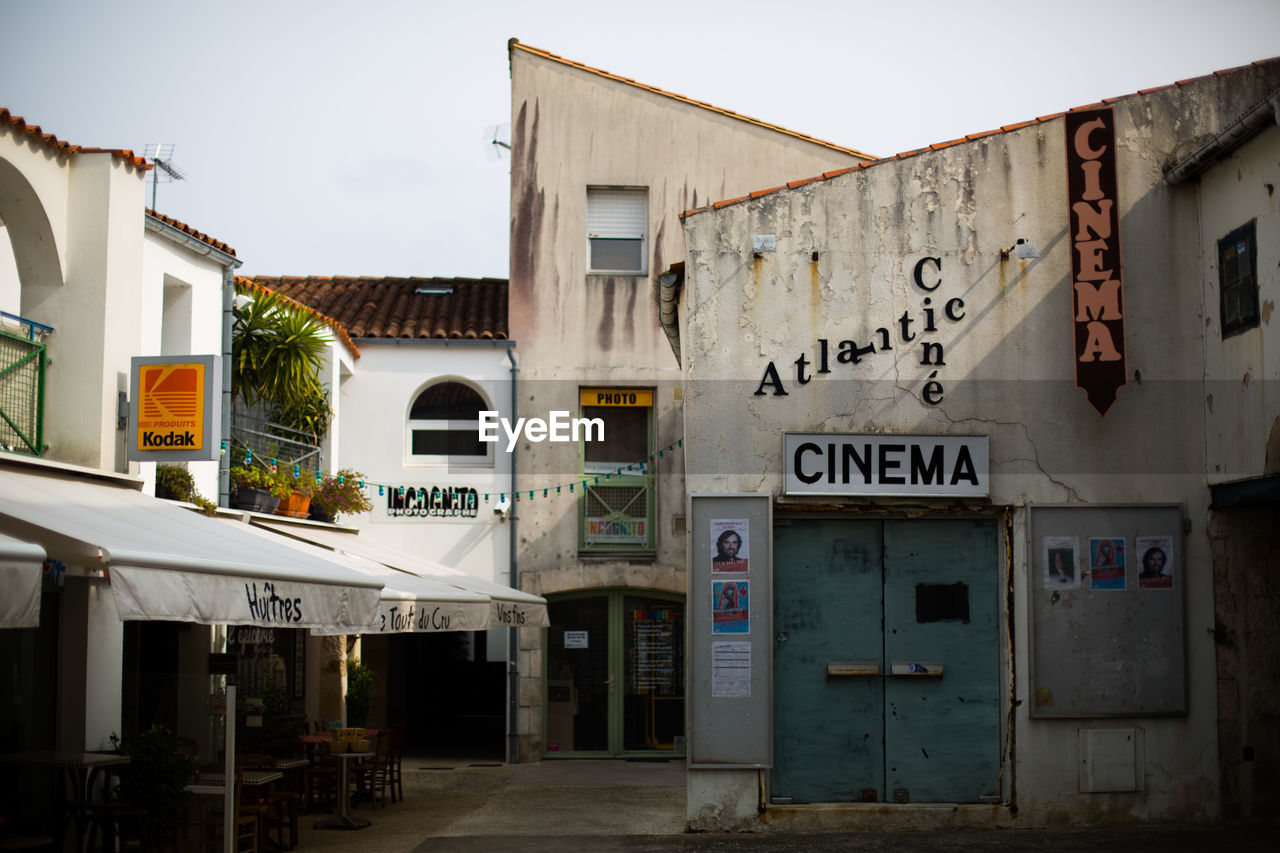 Old movie theater in city