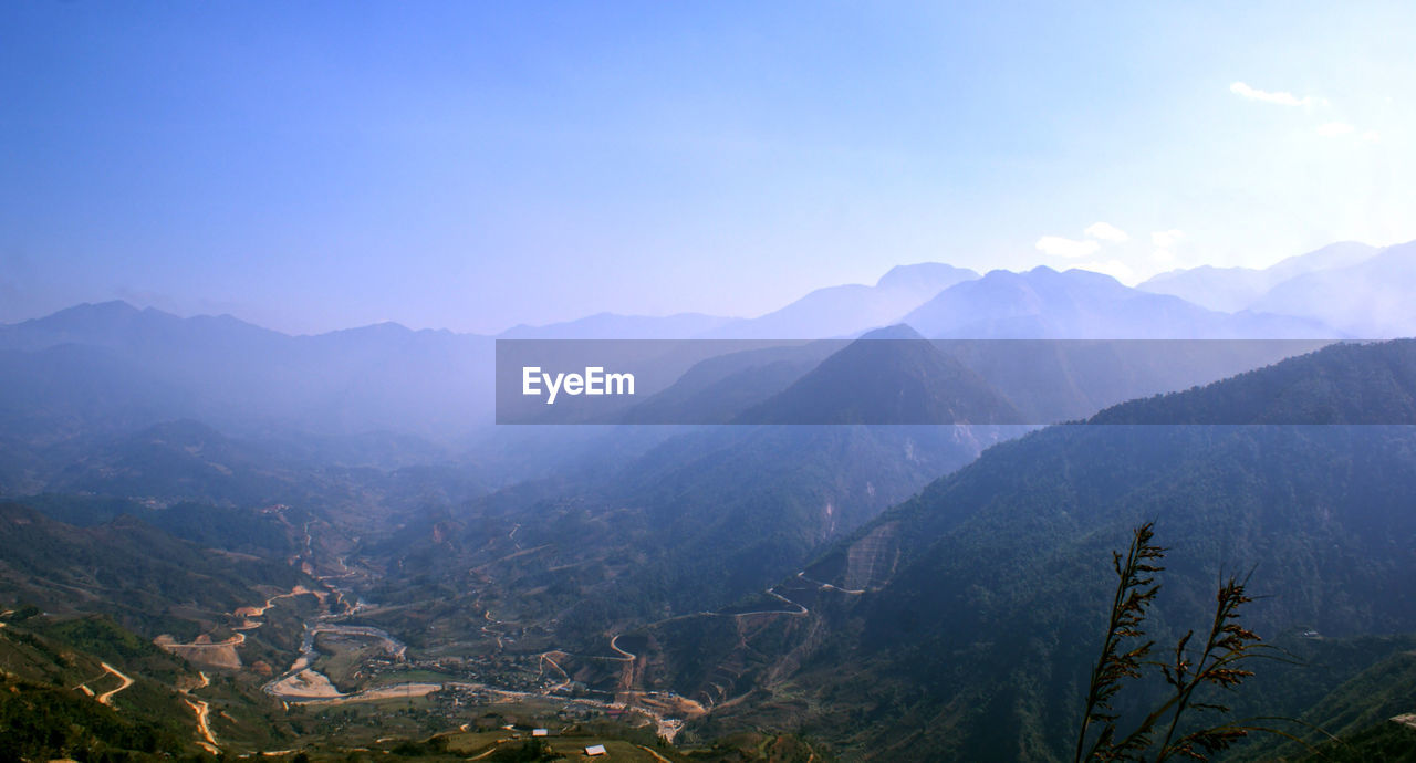 Scenic view of mountains against clear sky