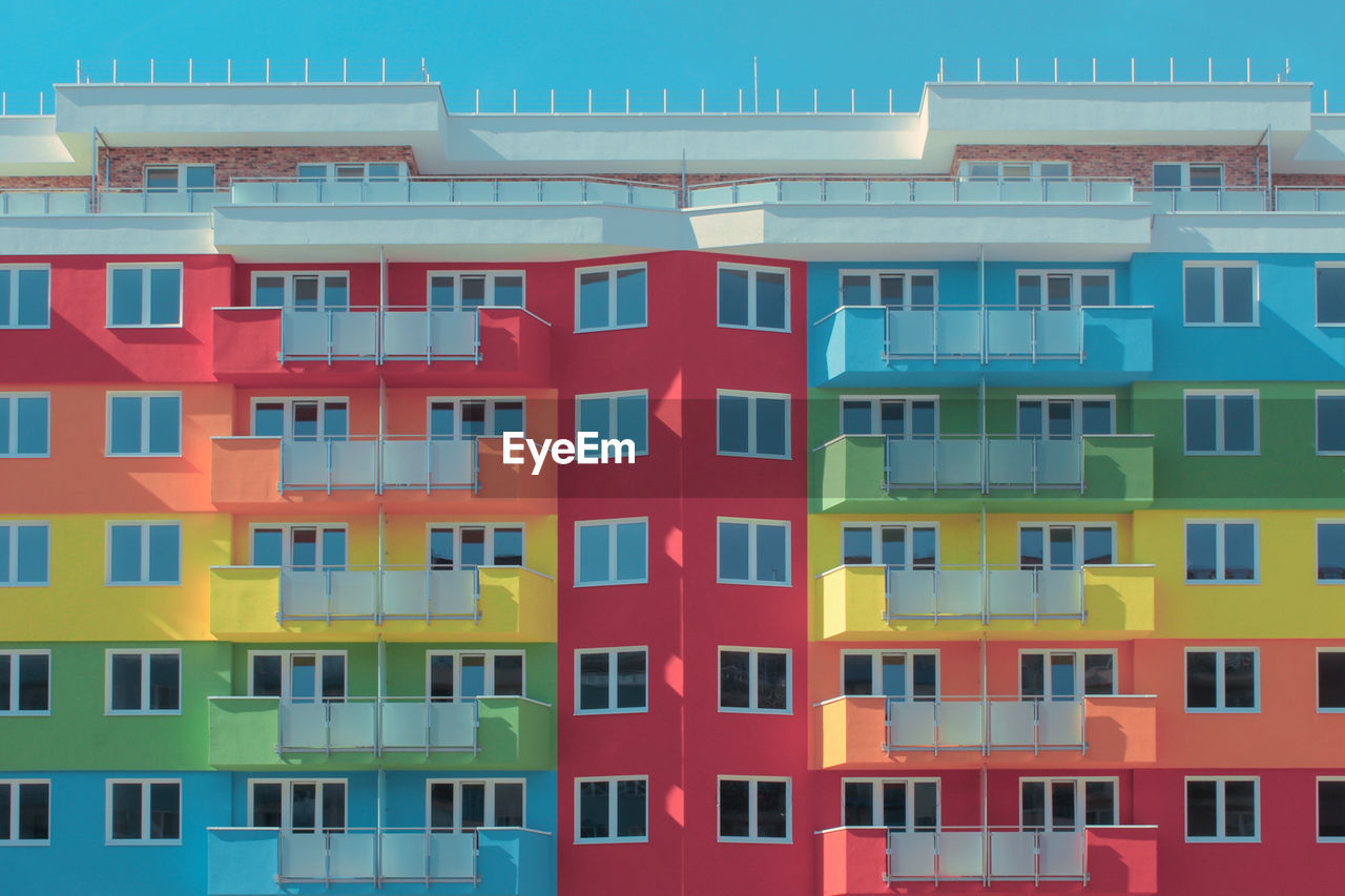 Full frame shot of colorful residential buildings