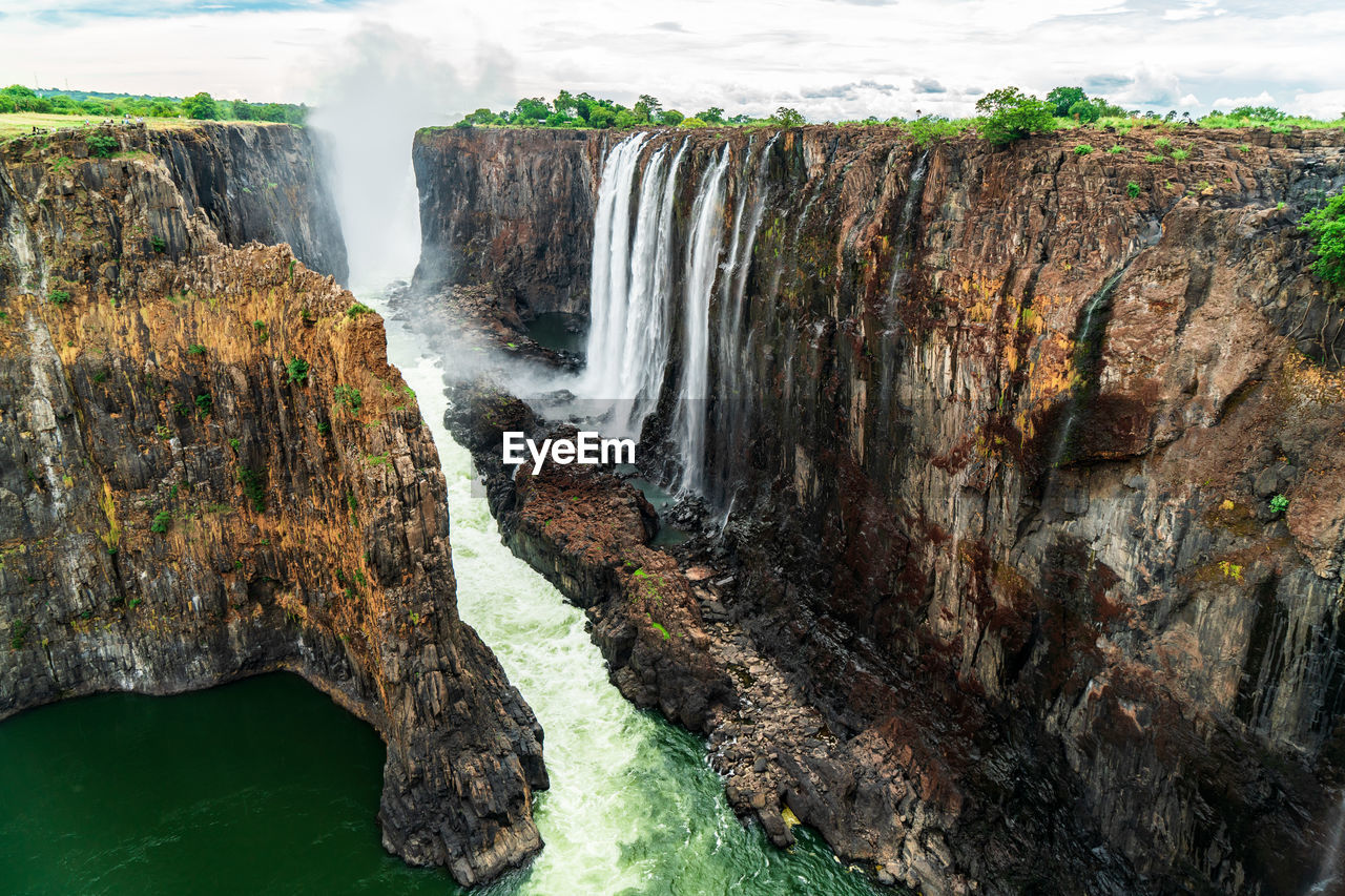 VIEW OF WATERFALL ALONG ROCKS