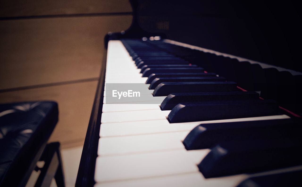 Close-up of piano keys