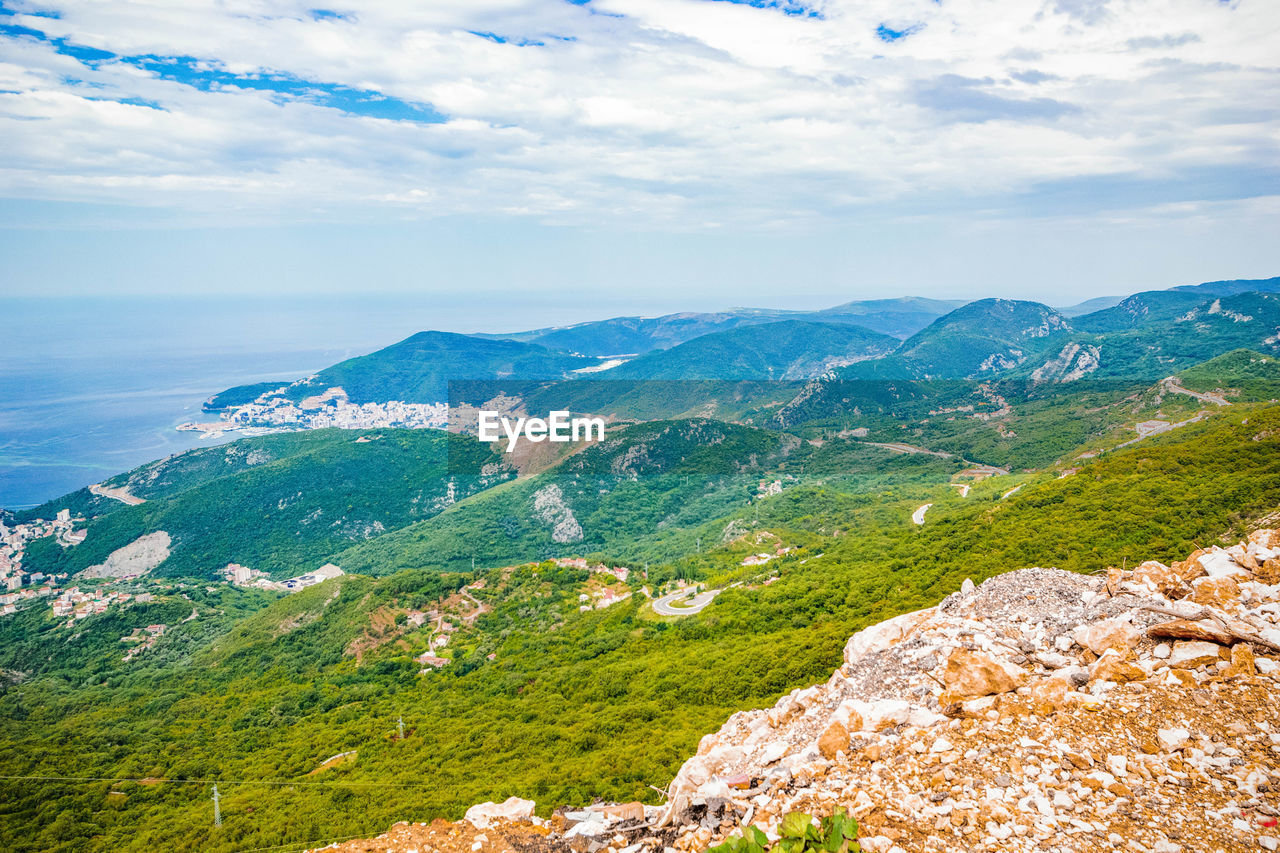 Beautiful landscape of adriatic sea, mountains on coast budva riviera, montenegro