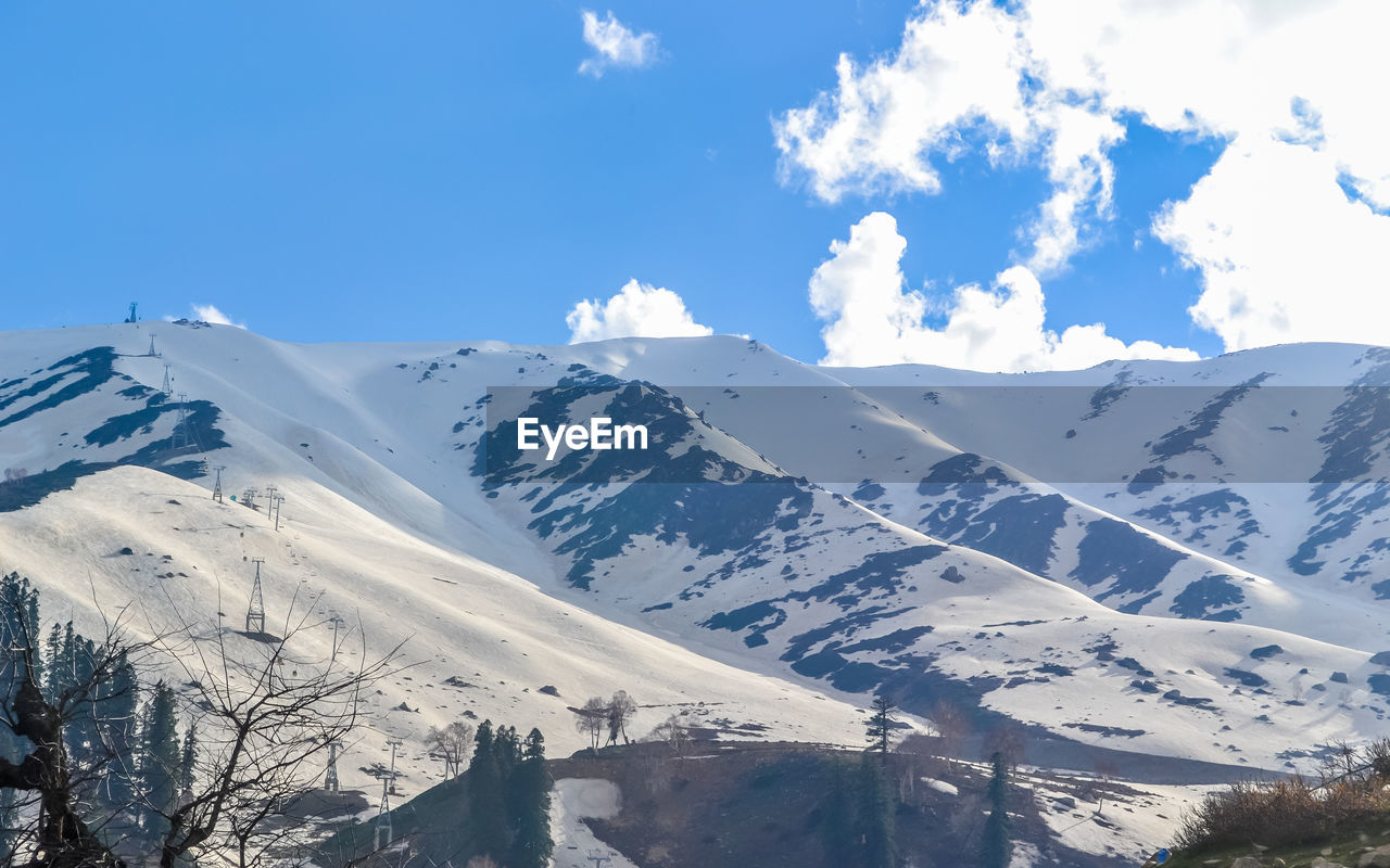 Scenic view of snowcapped mountains against sky. kashmir 'paradise on earth