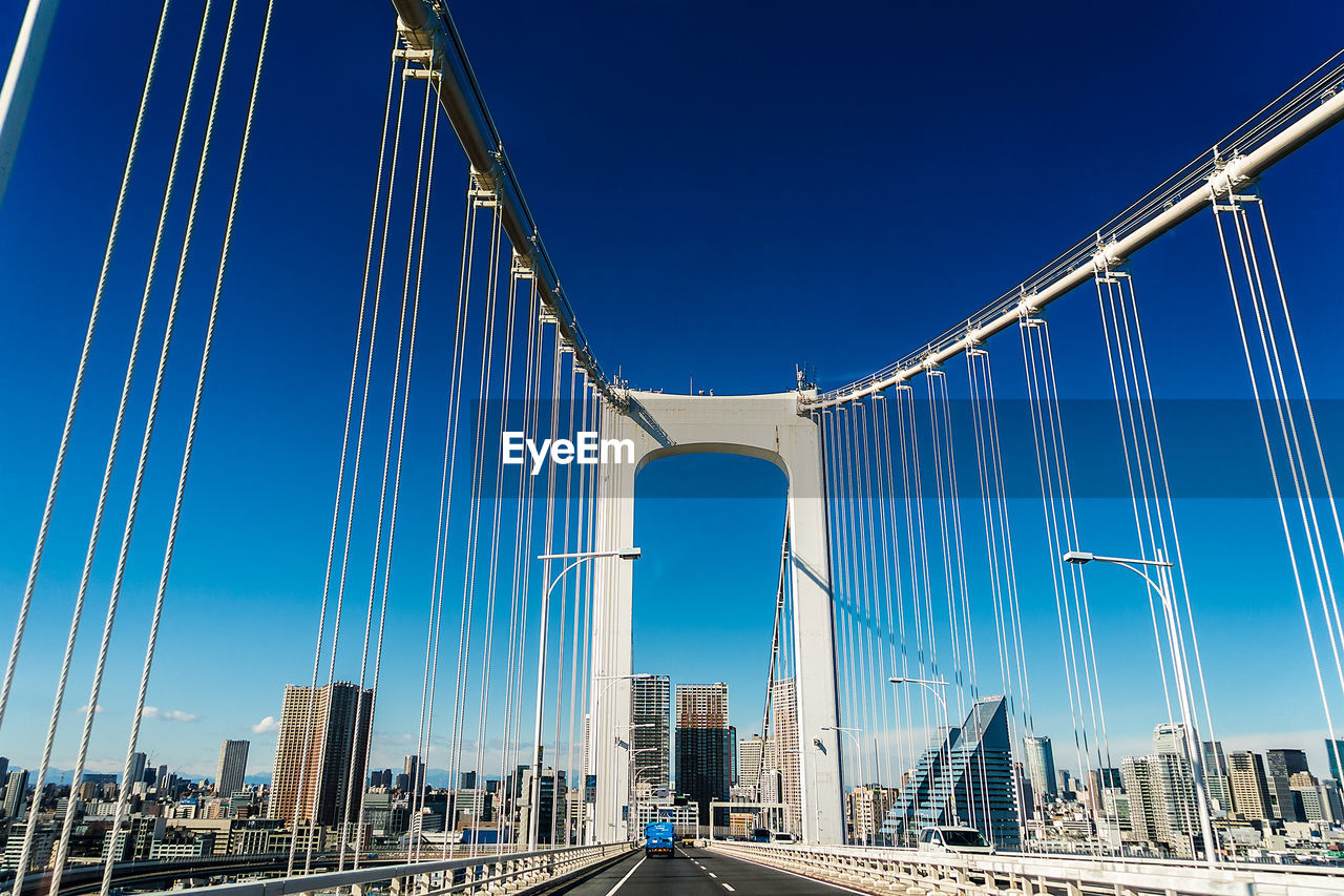 Low angle view of suspension bridge