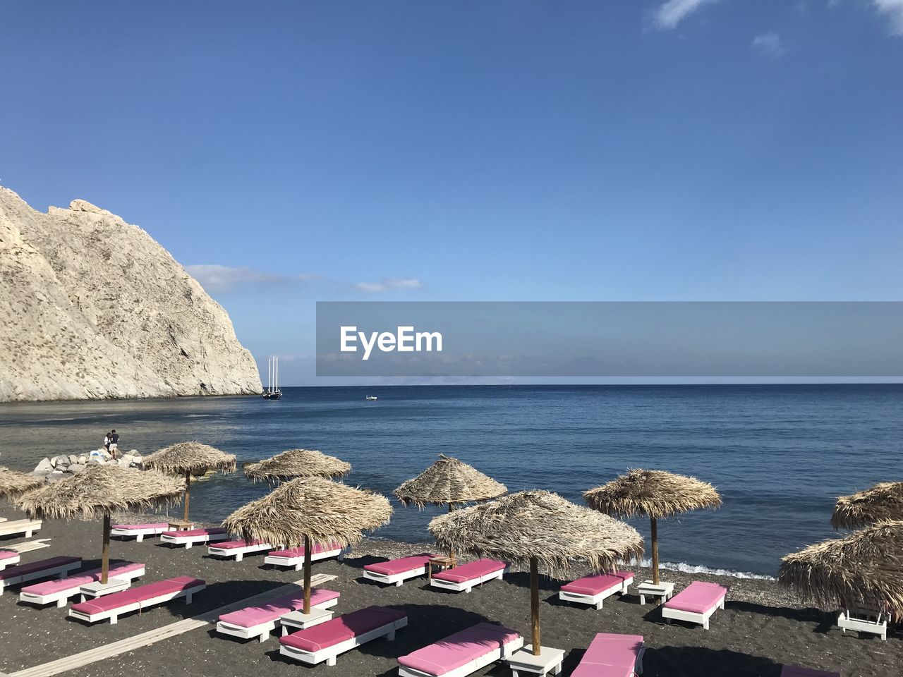 Panoramic view of sea against sky at black  sand beach