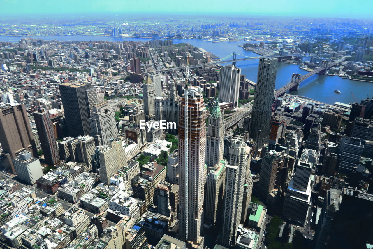 Aerial view of skyscrapers in city